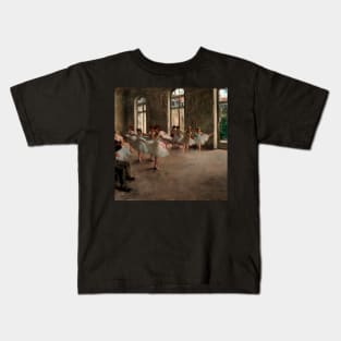 Edgar Degas the rehearsal Before the Ballet Ballerina Dancers Orange Autumn fall Gift Kids T-Shirt